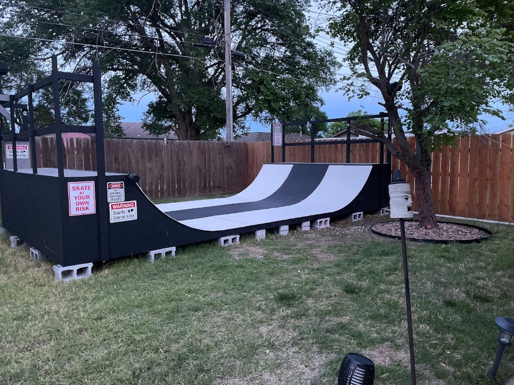 Backyard halfpipe with HDPE top