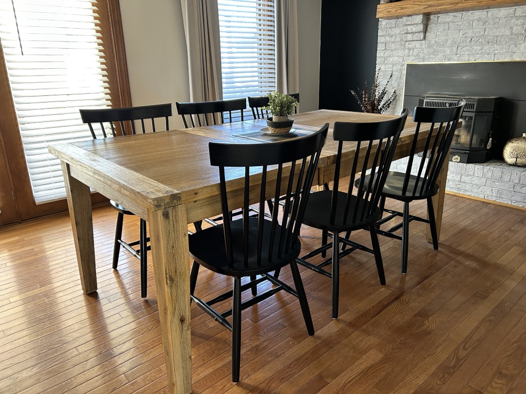 dining table with black chairs