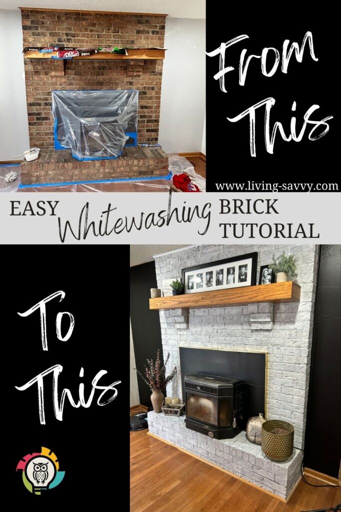 DIY Brick Update Whitewashing Brick